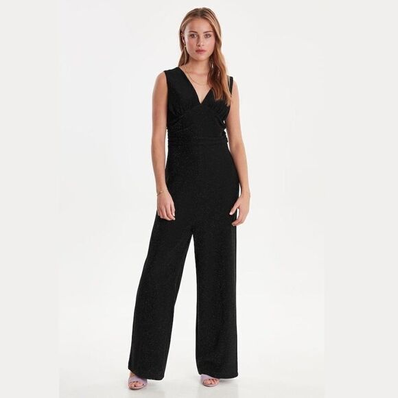 ICHÍ V-Neck Crepe Romper Blk M NWT - Picture 1 of 9